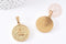 Pendentif médaille ronde capricorne acier doré 29mm, x1 G0818