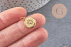 Pendentif médaille ronde étoile laiton doré zircons, un pendentif doré avec cristaux pour création bijoux,15mm, x1 (G3542)