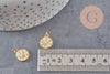 Pendentif médaille ronde étoiles laiton doré zircons, un pendentif doré avec cristaux pour création bijoux,14mm, x1 (G4748)