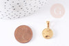 Pendentif médaille ronde petits coeurs acier doré, pendentif doré,sans nickel, acier doré, création bijoux,médaille or,16mm,x1 (G3050)