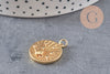 Pendentif médaille ronde planète laiton doré 18K zircons multicolore 23.5mm,pour la création bijoux médaille or, x1 (G6075)