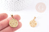 Pendentif médaille ronde rose des vents acier 304 inoxydable doré ,23.4mm, pendentif doré sans nickel,acier doré, création bijoux,x1 (G2637)