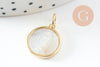 Pendentif médaille ronde vierge nacre naturelle laiton doré 16mm, x1 (G10045)