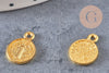Pendentif médaille rondes Saint Benoit zamac doré 14mm, x10 (G1623)