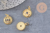Pendentif médaille soleil oeil émail laiton doré 18K et cristal zircon,pendentif laiton chance pour création bijoux,17mm,x1 (G5287)