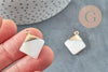 Pendentif nacre blanche naturelle doré losange,pendentif losange nacre,coquillage blanc, 23mm, x2 G2999