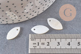 Pendentif navette nacre blanche naturelle perle ovale 18mm, x10 (G10837)