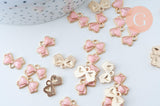 Pendentif noeud doré émail rose 10mm,pendentif doré pour création de bijoux x5 (G6097)