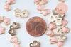 Pendentif noeud doré émail rose 10mm,pendentif doré pour création de bijoux x5 (G6097)
