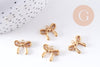 Pendentif noeud papillon acier 304 inoxydable doré 18K PVD 16mm, x1 (G10613)