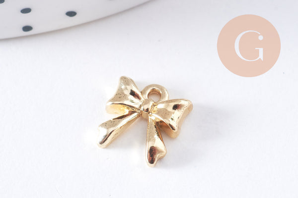 Pendentif noeud papillon zamac doré 11mm, x2 (G10651)