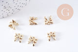 Pendentif noeud papillon zamac doré 11mm, x2 (G10651)