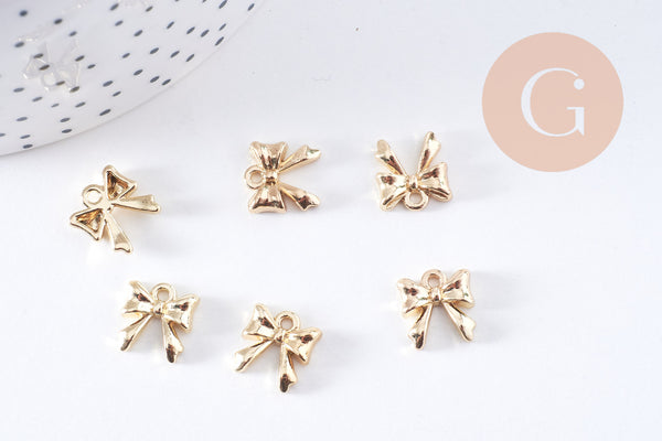 Pendentif noeud papillon zamac doré 11mm, x2 (G10651)