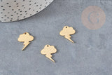 Pendentif nuage éclair acier doré inoxydable 19mm, x1 (G4007)