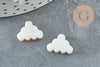Pendentif nuage nacre blanche, pendentif coquillage, coquillage blanc,coquillage naturel, 15mm, x1 (G1973)