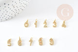 Pendentif numéro laiton doré zircon blanc 11mm, x1 (G3640)