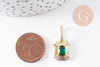 Pendentif octogone zircon blanc et vert laiton doré 18K 25mm, x1 (G10081)