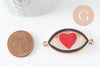 Pendentif oeil coeur doré émaillé, pendentif doré, porte-bonheur,mauvais oeil,laiton doré,4.5cm x1 (G1965)