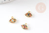 Pendentif oeil doré cristal zircon coloré 9mm, x1 (G3592)