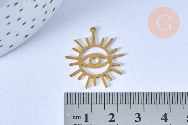 Pendentif oeil laiton brut 23mm, x1 (G6544)