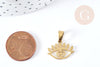 Pendentif oeil protecteur acier doré 304 inoxydable 18.5mm, x1 (G8727)