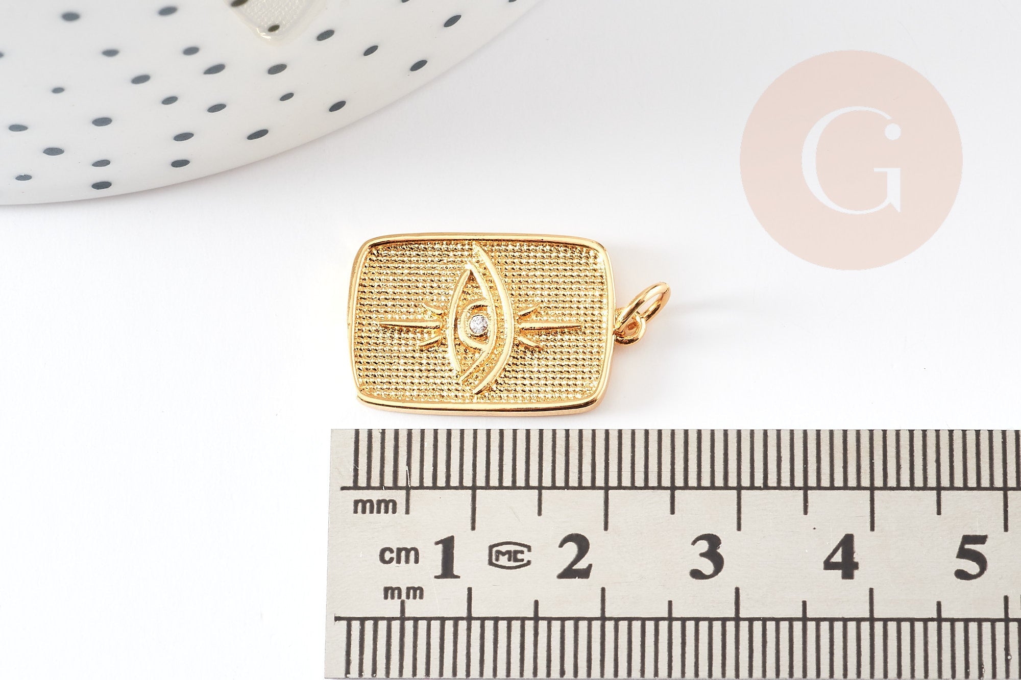 Pendentif oeil protecteur chance en laiton zircon 18K,Pendentif doré porte-bonheur,23mm x1 G4468
