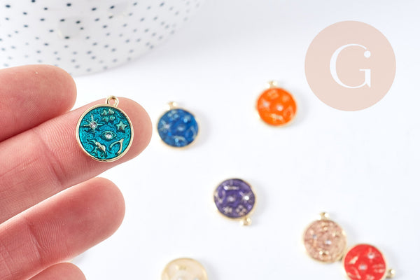 Pendentif oeil protecteurs zamac doré 18k cristal zircon 9mm bijoux chance x5 G1246