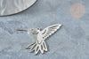 Pendentif oiseau colibri argenté acier inoxydable 39.5mm, x1 (G7668)