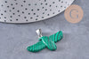 Pendentif oiseau pierre fer platine 40mm, x1 (G9834)