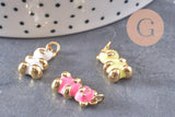 Pendentif ourson laiton doré 18K résine colorée 17.5mm, pendentif laiton jouet, bijou d'enfance, x1 (G6263)