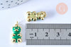 Pendentif ourson laiton doré 18K résine vert 17.5mm, pendentif laiton jouet, bijou d'enfance, x1 G6593