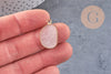 Pendentif oval jade naturel rose laiton doré 25mm, x1 (G4648)