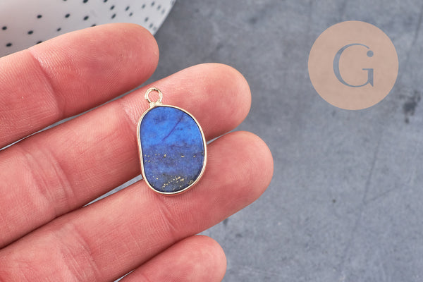Pendentif oval lapis lazulis, Pendentif bijou pierre naturelle, pendentif pierre naturelle,lapis lazulis naturel,25mm, x1 (G3788)