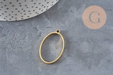 Oval 304 Stainless Steel Gold Tone Open Bezel Pendant 35mm, x1 (G11249)