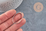 35mm Platinum Flat Oval Stainless Steel 304 Pendant, x1 (G11188)