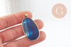 Pendentif ovale agate bleue naturelle 43mm, x1 (G1381)