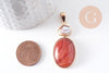 Pendentif ovale agate naturelle colorée et perle d'eau douce naturelle laiton doré 42-43mm, x1 (G10345)
