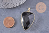 Pendentif ovale agate naturelle noire laiton doré 40mm, x1 (G2517)