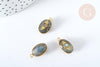 Pendentif ovale amulette labradorite argent 925 doré 18K 30mm, pendentif pierre naturelle, x1, G7714