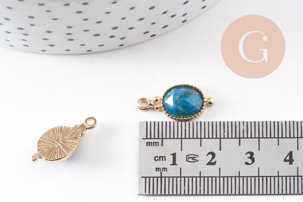 Pendentif ovale apatite bleue naturelle 20.5mm, x1 (G10896)