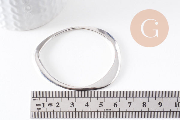 Pendentif ovale argenté 53mm, x2 (G1607)