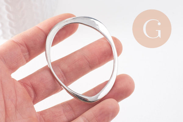 Pendentif ovale argenté 53mm, x2 (G1607)