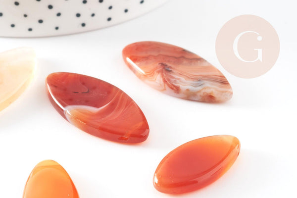 Pendentif ovale cornaline,Pendentif bijoux,pendentif pierre, pierre naturelle, cornaline naturelle, 28-42mm, x1 (G4376)