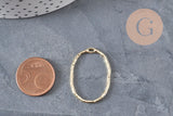 Oval hollowed-out textured gold zamak pendant 30mm, x2 (G11259)