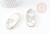 Pendentif ovale howlite blanche, fournitures créatives,pendentif bijoux, pendentif pierre, howlite naturelle, 52mm, x1 G2101