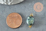 Pendentif ovale jaspe kambaba vert et laiton doré 19mm,pendentif création bijoux pierre naturelle, x1 G5756