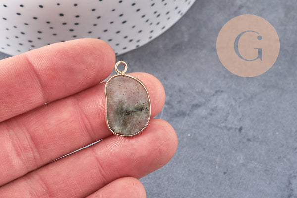 Pendentif ovale labradorite labradorite naturelle 25mm, x1 (G1139)