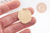 Pendentif ovale martelé acier 304 inoxydable doré 32.5mm, x1 (G10100)