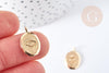 Pendentif ovale mauvais œil laiton doré 18K 17mm, pendentif laiton doré chance, x1 G8867
