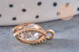 Pendentif ovale or rose cristal zircon, pendentif or rose,pendentif cristal,bijou doré création bijoux,11mm, les 4,G2466